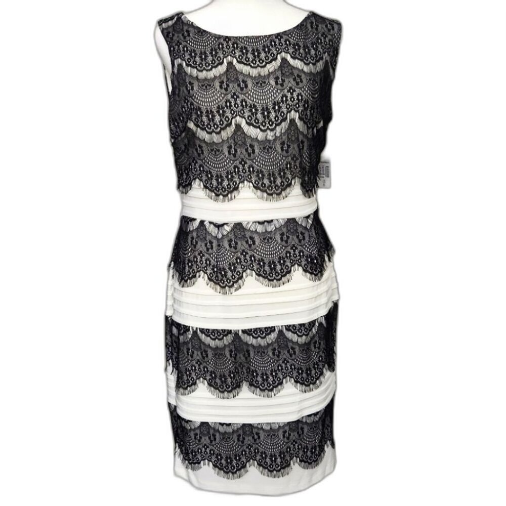New Dressbarn Sleeveless Summer Dress Size 8 Mid-length White & Black